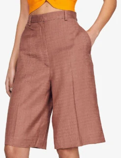 Sandro Aristide Straight-leg Mid-rise Cotton Shorts -Closet By She R04102455 BRUNS ALT04