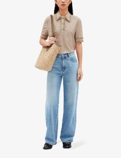 CLAUDIE PIERLOT Tioui Abstract-print Stretch-woven Polo Shirt -Closet By She R04103384 DIVERS ALT01