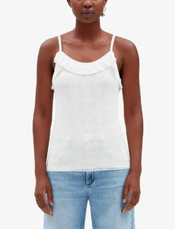 CLAUDIE PIERLOT Murmuri Ruffle-trim Woven Vest Top 9 CLAUDIE PIERLOT Murmuri Ruffle-trim Woven Vest Top -Closet By She R04103456 NATURELS ALT02