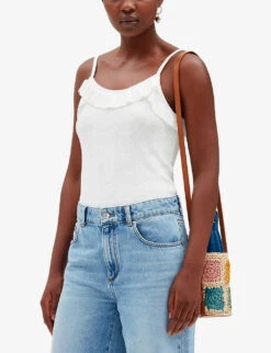 CLAUDIE PIERLOT Murmuri Ruffle-trim Woven Vest Top 11 CLAUDIE PIERLOT Murmuri Ruffle-trim Woven Vest Top -Closet By She R04103456 NATURELS ALT04