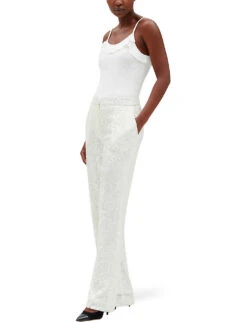 CLAUDIE PIERLOT Sequin-embellished Wide-leg Mid-rise Stretch-woven Trousers -Closet By She R04103489 NATURELS ALT04