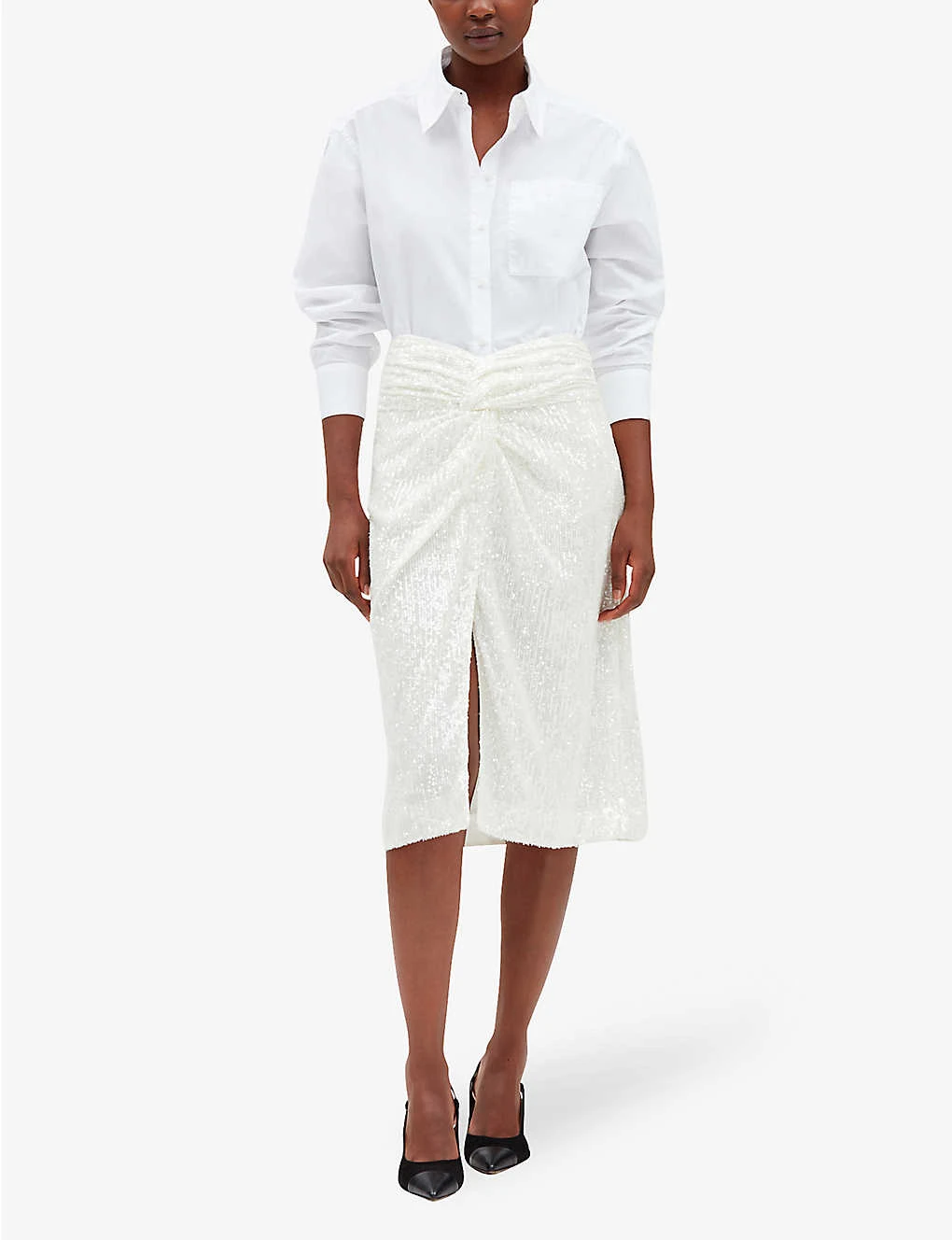 CLAUDIE PIERLOT Sequin Embellished Stretch-polyester Midi Skirt 4 CLAUDIE PIERLOT Sequin Embellished Stretch-polyester Midi Skirt - Image 2