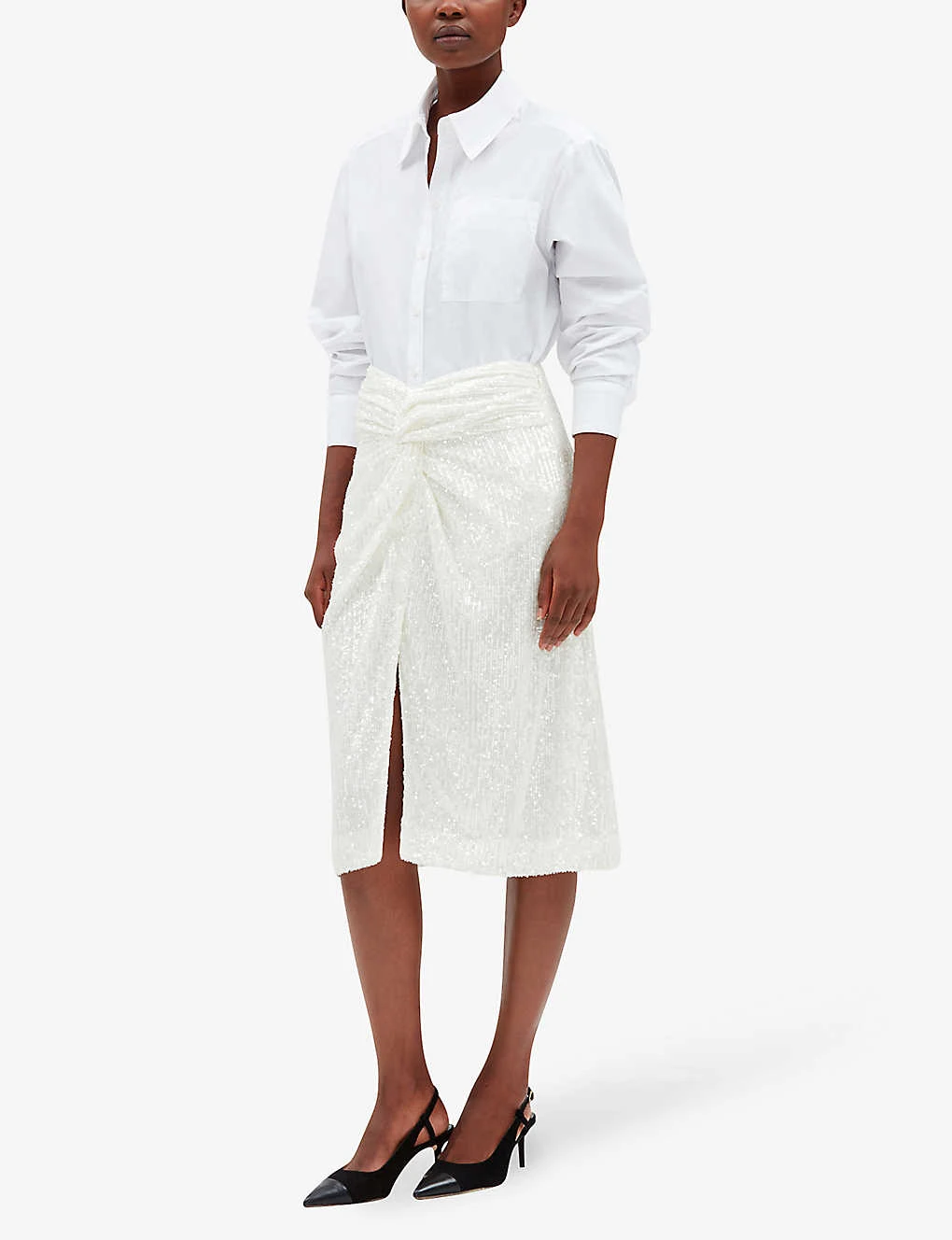 CLAUDIE PIERLOT Sequin Embellished Stretch-polyester Midi Skirt 5 CLAUDIE PIERLOT Sequin Embellished Stretch-polyester Midi Skirt - Image 3