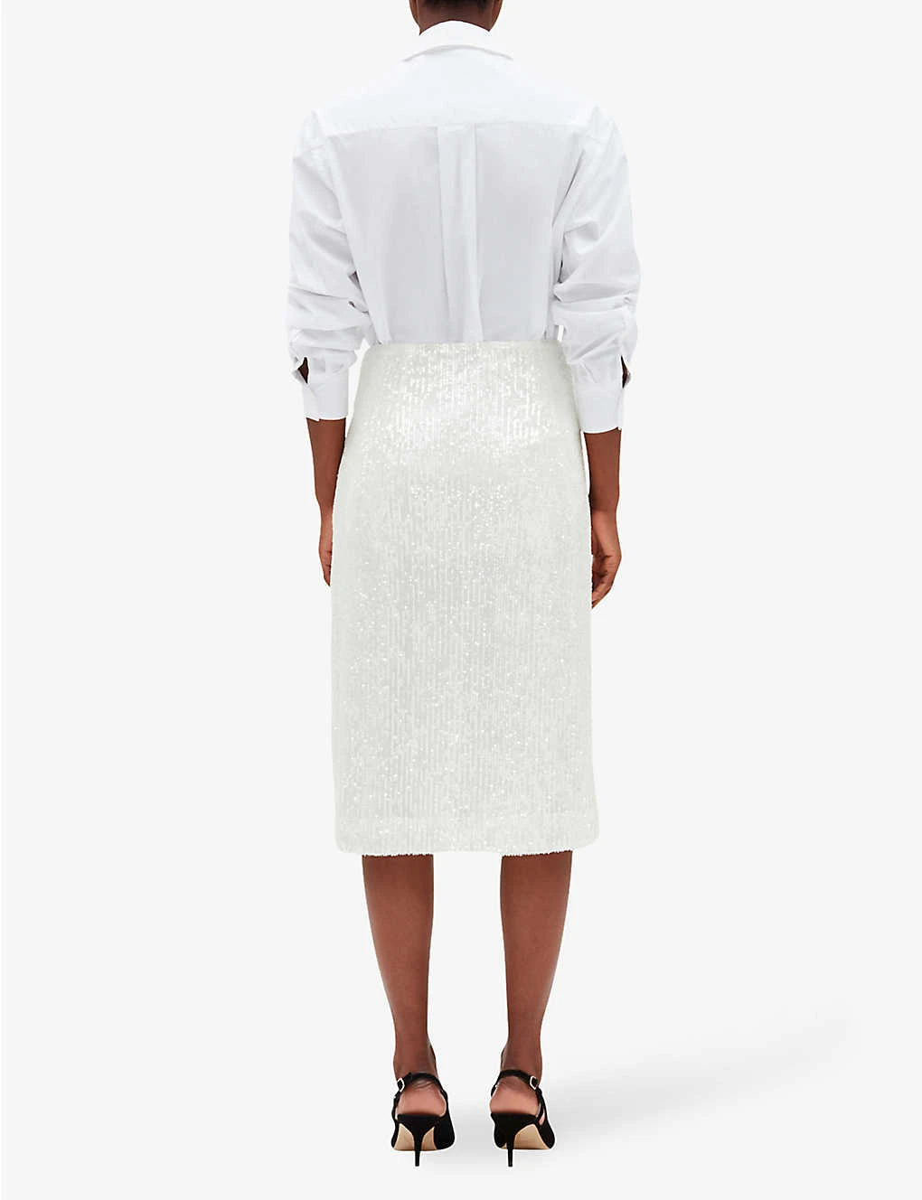 CLAUDIE PIERLOT Sequin Embellished Stretch-polyester Midi Skirt 6 CLAUDIE PIERLOT Sequin Embellished Stretch-polyester Midi Skirt - Image 4
