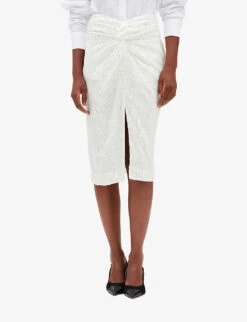 CLAUDIE PIERLOT Sequin Embellished Stretch-polyester Midi Skirt 11 CLAUDIE PIERLOT Sequin Embellished Stretch-polyester Midi Skirt -Closet By She R04103505 NATURELS ALT04