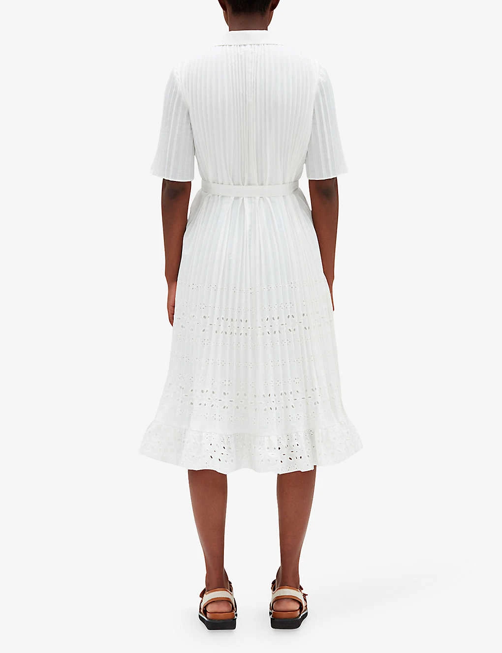 CLAUDIE PIERLOT Rosalita Embroidered Pleated Woven Midi Dress 6 CLAUDIE PIERLOT Rosalita Embroidered Pleated Woven Midi Dress - Image 4