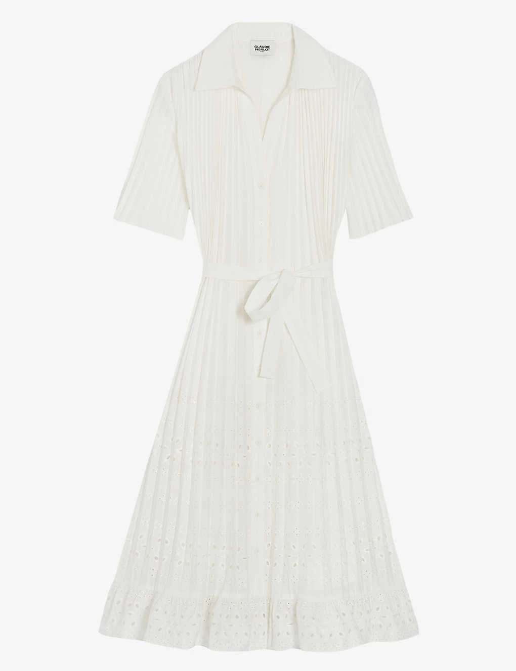 CLAUDIE PIERLOT Rosalita Embroidered Pleated Woven Midi Dress 3 CLAUDIE PIERLOT Rosalita Embroidered Pleated Woven Midi Dress