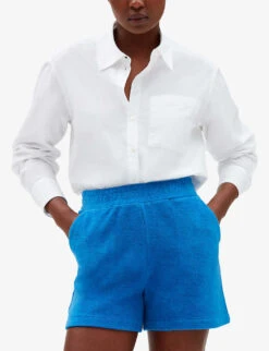 CLAUDIE PIERLOT Logo-embroidered Cotton-blend Shorts -Closet By She R04103540 BLEUS ALT02