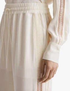 Reiss Rowan Lace-insert Wide-leg Woven Trousers -Closet By She R04103874 CREAM ALT04