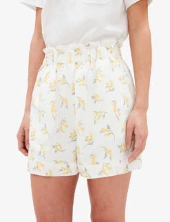 CLAUDIE PIERLOT Eita Mimosa-print Elasticated-waist Linen-blend Shorts -Closet By She R04105057 DIVERS ALT04