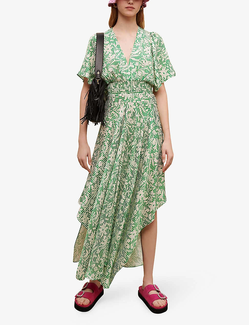 Maje Floral And Stripe-print Satin Maxi Dress 4 Maje Floral And Stripe-print Satin Maxi Dress - Image 2