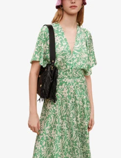 Maje Floral And Stripe-print Satin Maxi Dress 9 Maje Floral And Stripe-print Satin Maxi Dress -Closet By She R04105506 VERTS ALT02