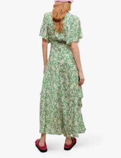 Maje Floral And Stripe-print Satin Maxi Dress 10 Maje Floral And Stripe-print Satin Maxi Dress -Closet By She R04105506 VERTS ALT03