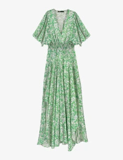 Maje Floral And Stripe-print Satin Maxi Dress