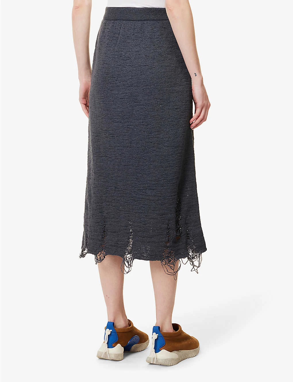 Distressed High-waist Knitted Skirt 5 Distressed High-waist Knitted Skirt - Image 4