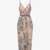 Reiss Rosie Animal-print Belted-waist Woven Midi Dress -Closet By She R04110022 BROWNWHITE M