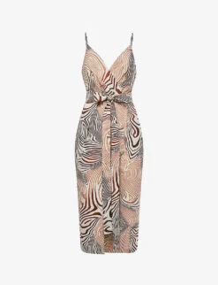Reiss Rosie Animal-print Belted-waist Woven Midi Dress