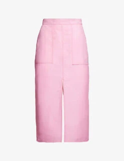 Marni Brand-embroidered High-rise Woven Midi Skirt