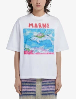 Marni Graphic-print Cotton-jersey T-shirt -Closet By She R04110608 LILYWHITE ALT02