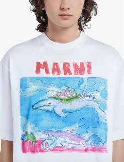 Marni Graphic-print Cotton-jersey T-shirt -Closet By She R04110608 LILYWHITE ALT04