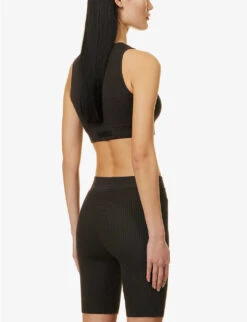 ESSENTIALS Logo-tab Ribbed Woven Shorts -Closet By She R04111040 OFFBLACK ALT03