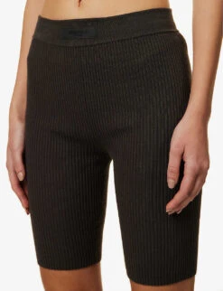 ESSENTIALS Logo-tab Ribbed Woven Shorts -Closet By She R04111040 OFFBLACK ALT04