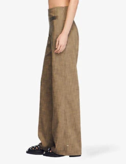 Sandro Enrique High-rise Wide-leg Woven Trousers -Closet By She R04111254 NOIRGRIS ALT02