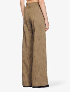 Sandro Enrique High-rise Wide-leg Woven Trousers -Closet By She R04111254 NOIRGRIS ALT03
