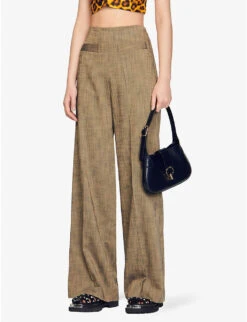 Sandro Enrique High-rise Wide-leg Woven Trousers -Closet By She R04111254 NOIRGRIS ALT04