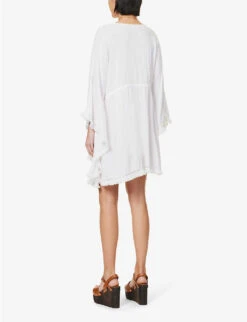 Melissa Odabash Isabelle Scalloped-trim Relaxed-fit Woven Cover-up -Closet By She R04111513 WHITEWHITE ALT03