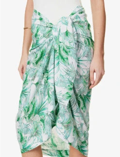 Melissa Odabash Pareo Leaf-print Woven Sarong -Closet By She R04111520 PALM ALT04