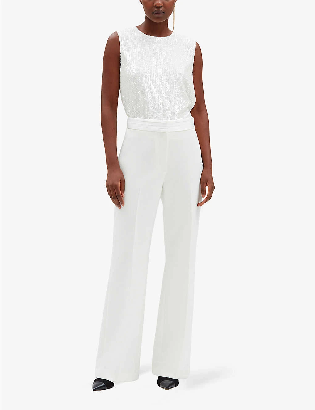 CLAUDIE PIERLOT Plume Satin-waist Straight-leg Woven Trousers 4 CLAUDIE PIERLOT Plume Satin-waist Straight-leg Woven Trousers - Image 2