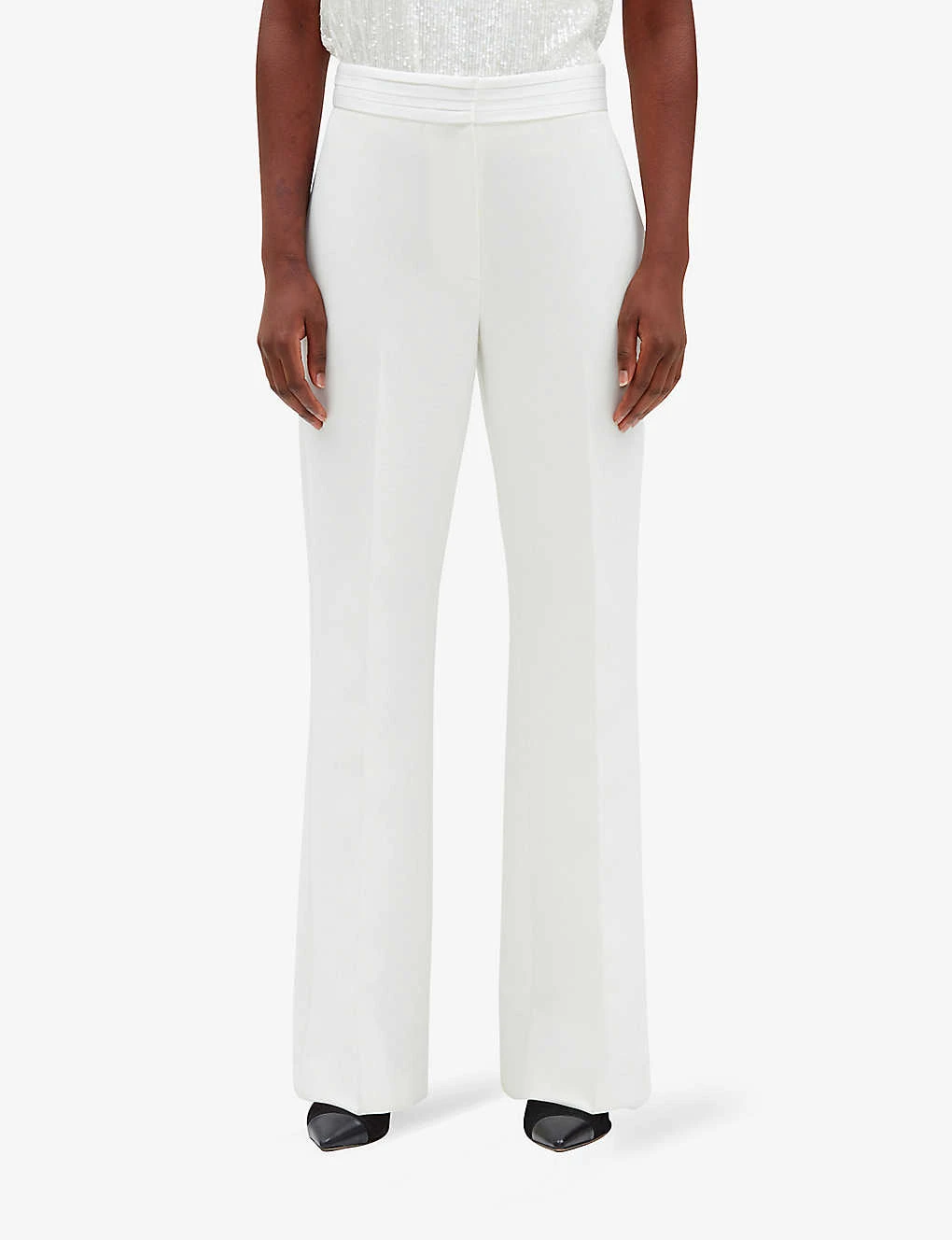 CLAUDIE PIERLOT Plume Satin-waist Straight-leg Woven Trousers 5 CLAUDIE PIERLOT Plume Satin-waist Straight-leg Woven Trousers - Image 3