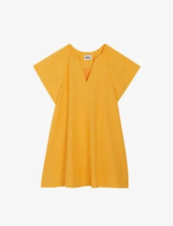 CLAUDIE PIERLOT Rosada Flared-cut Baby-doll Linen-blend Mini Dress
