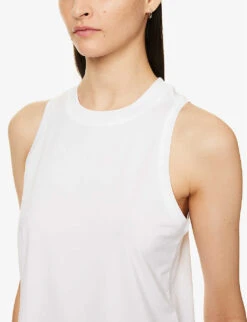 Vuori Energy Sleeveless Logo-patch Stretch-jersey Top -Closet By She R04114824 WHITE ALT04