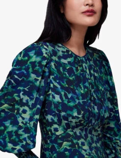 Whistles Ink Cheetah-print Woven Midi Dress -Closet By She R04116370 MULTICOLOURED ALT03