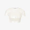ALEXANDER WANG Sequin-embellished Cropped Woven T-shirt -Closet By She R04117974 SNOWWHITE M