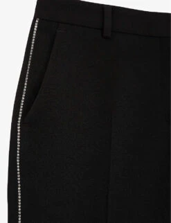THE KOOPLES Crystal-embellished Tapered-leg Mid-rise Stretch-woven Trousers -Closet By She R04121425 BLA01 ALT02