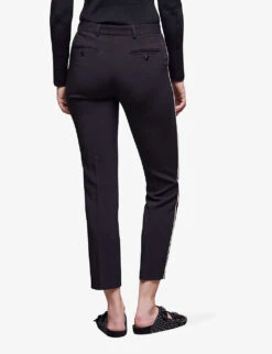 THE KOOPLES Crystal-embellished Tapered-leg Mid-rise Stretch-woven Trousers -Closet By She R04121425 BLA01 ALT03