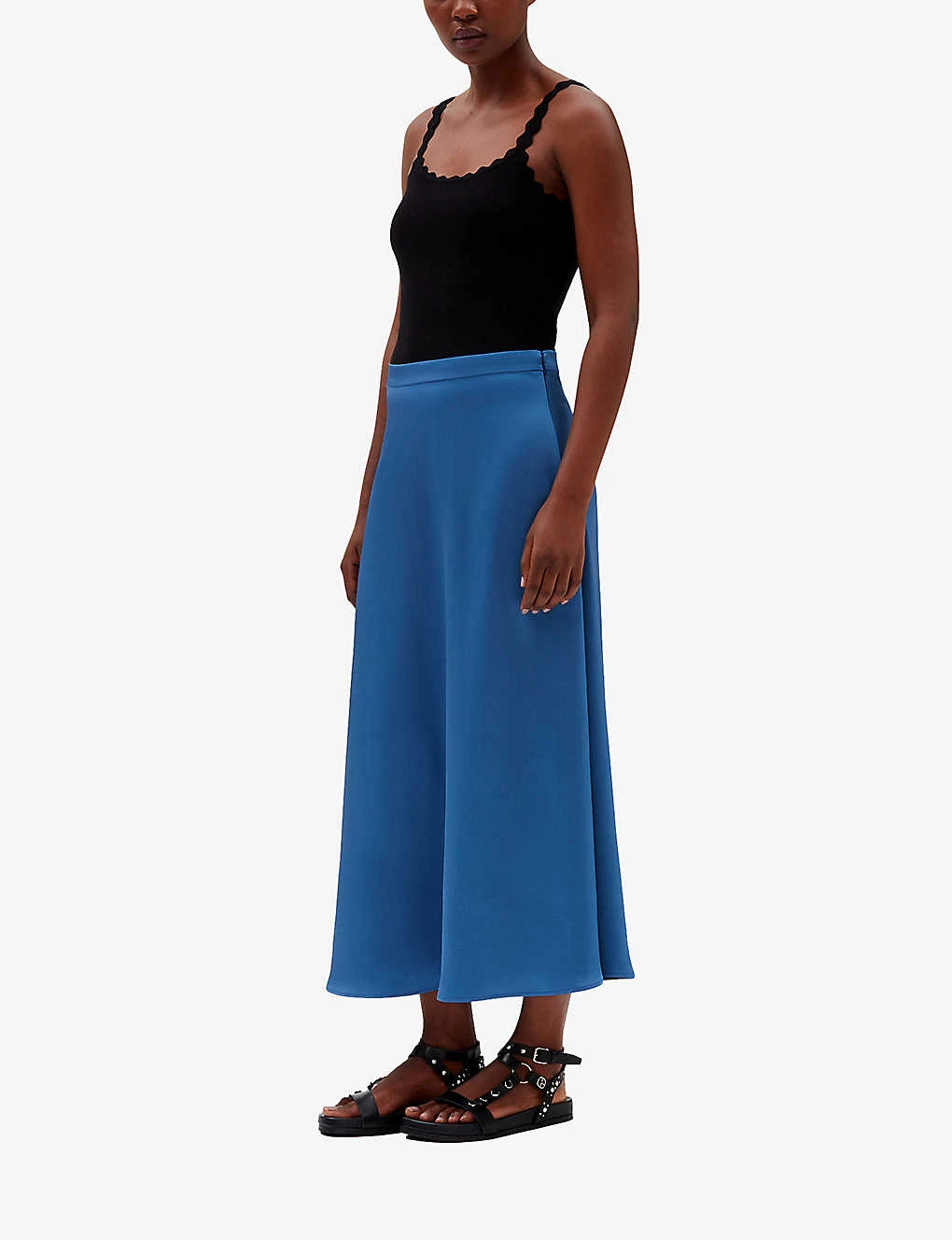 CLAUDIE PIERLOT Sapino Mid-rise Flared Satin Midi Skirt 5 CLAUDIE PIERLOT Sapino Mid-rise Flared Satin Midi Skirt - Image 3