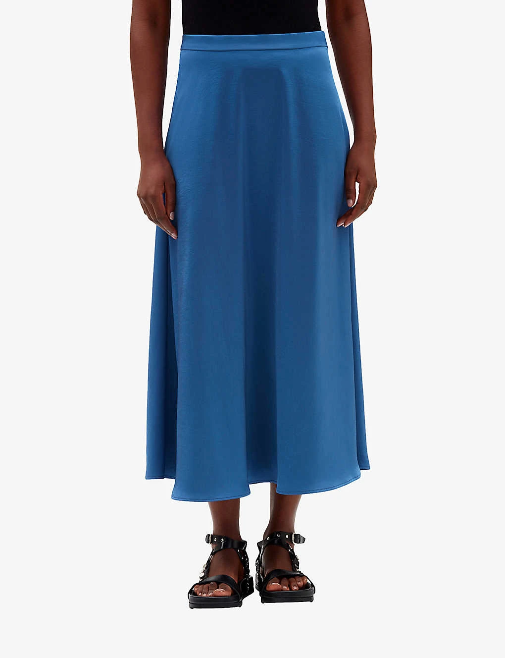 CLAUDIE PIERLOT Sapino Mid-rise Flared Satin Midi Skirt 7 CLAUDIE PIERLOT Sapino Mid-rise Flared Satin Midi Skirt - Image 5