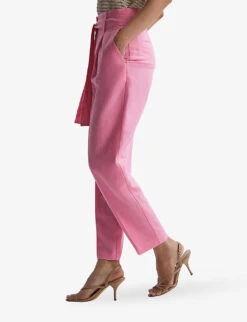 Reiss Kaylee Belted Tapered-leg High-rise Woven Trousers -Closet By She R04122261 PINK ALT02