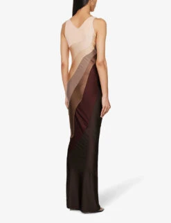 Rainbow V-neck Woven Maxi Dress -Closet By She R04123520 NUDERAINBOW ALT03