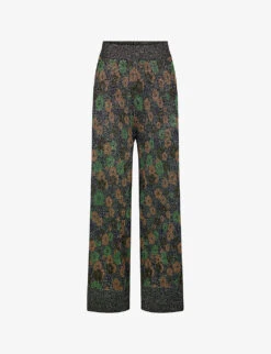 Soeur Floral-embroidered Metallic-thread Stretch Trousers