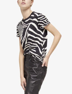 THE KOOPLES Zebra-print Cotton T-shirt -Closet By She R04127676 BLA28 ALT02