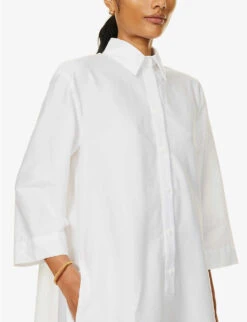 Max Mara Uncino Split-side Stretch-cotton Blend Midi Dress -Closet By She R04127754 OPTICALWHITE ALT04