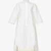 Max Mara Uncino Split-side Stretch-cotton Blend Midi Dress -Closet By She R04127754 OPTICALWHITE M