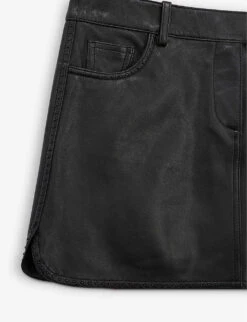 THE KOOPLES Side-spit Leather Mini Skirt -Closet By She R04127964 BLA01 ALT01