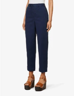 ME AND EM Straight-leg High-rise Stretch-cotton Chino Trousers -Closet By She R04129185 NAVYECLIPSE ALT02