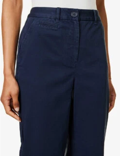 ME AND EM Straight-leg High-rise Stretch-cotton Chino Trousers -Closet By She R04129185 NAVYECLIPSE ALT04